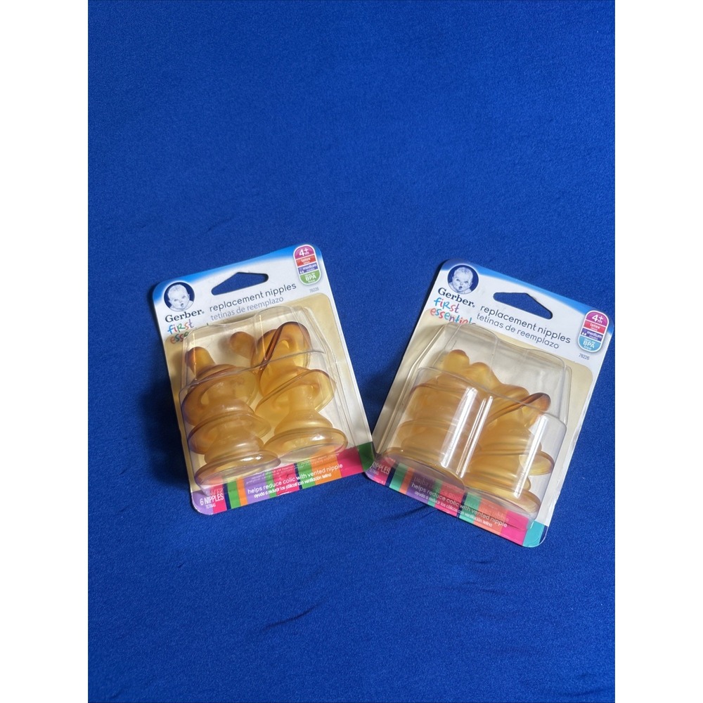 GERBER First Essentials Latex Replacement Nipples, 4+ Months, Medium Flow 2 Pk